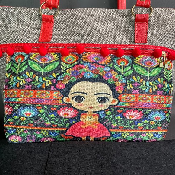 Frida Kahlo Floral Multicolor Tote Handbag 100% Mexican Art Purse handmade NWOT - Picture 2 of 7